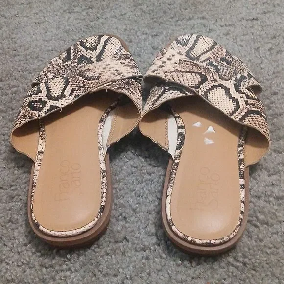 Franco Sarto Marcos snakeskin print slides sandals Sz 8.5 EUC - Picture 4 of 8